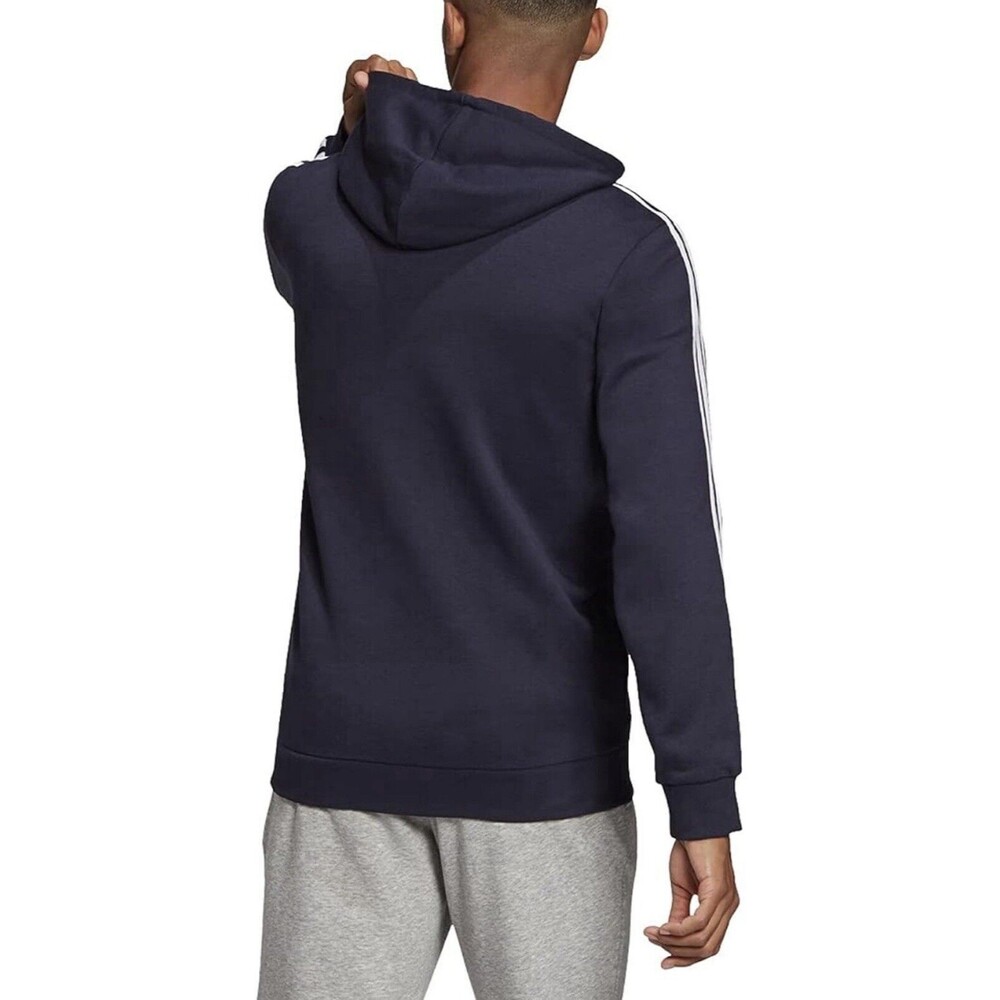 adidas Essentials Fleece 3-Stripes Full-Zip Hoodie Fleece Medium Legend Ink NEW - Picture 2 of 6